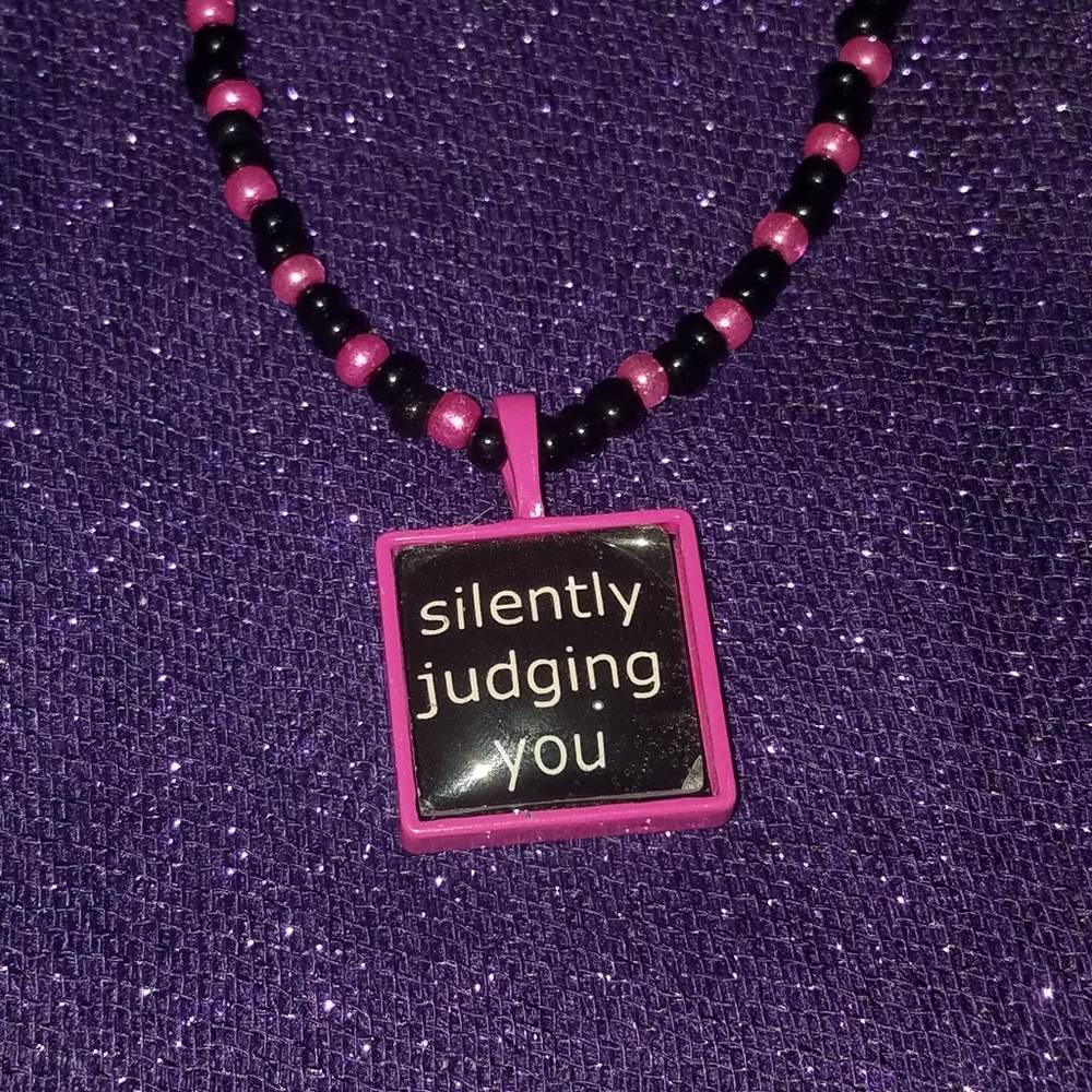 Pink & Black Silently Judging You Necklace